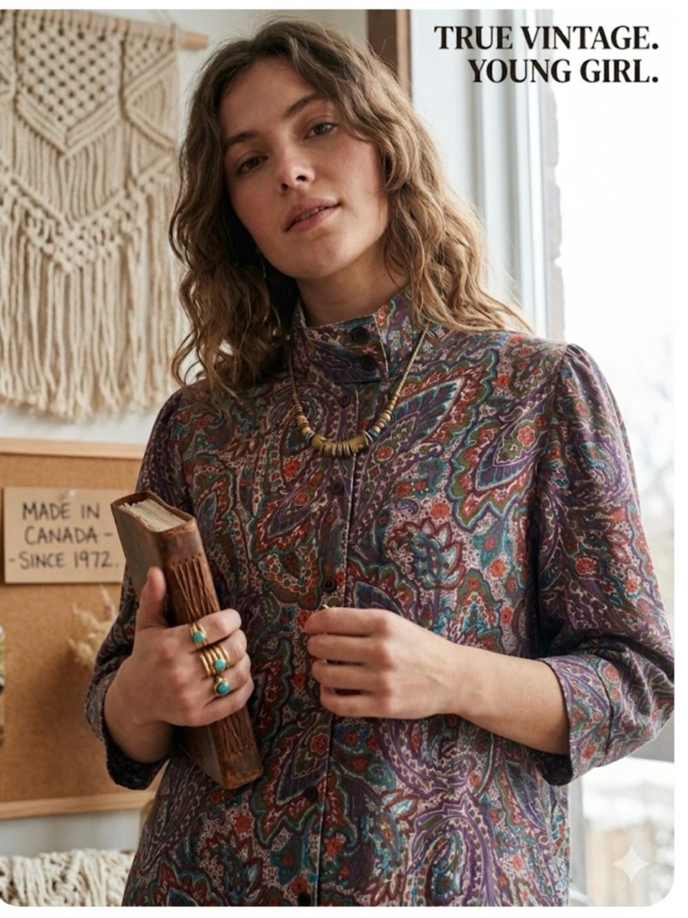 Vintage 70s Young Girl Paisley Blouse